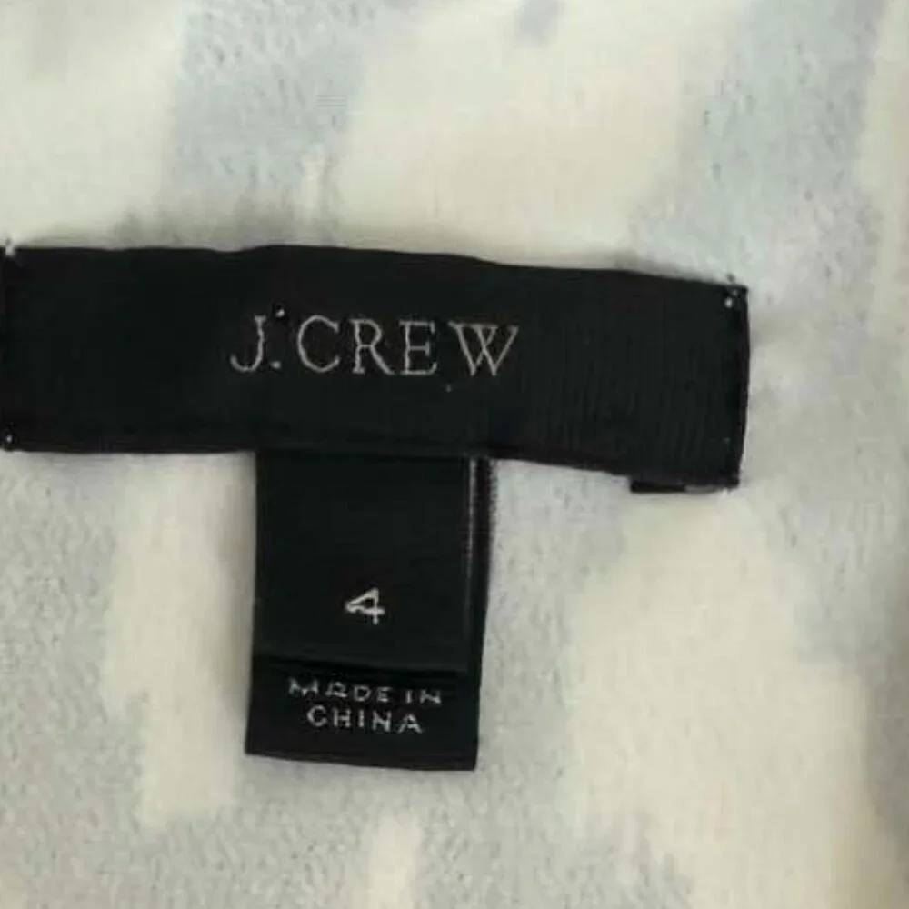 J. Crew dress in gray and cream 100% silk ikat print with cap sleeves size 4